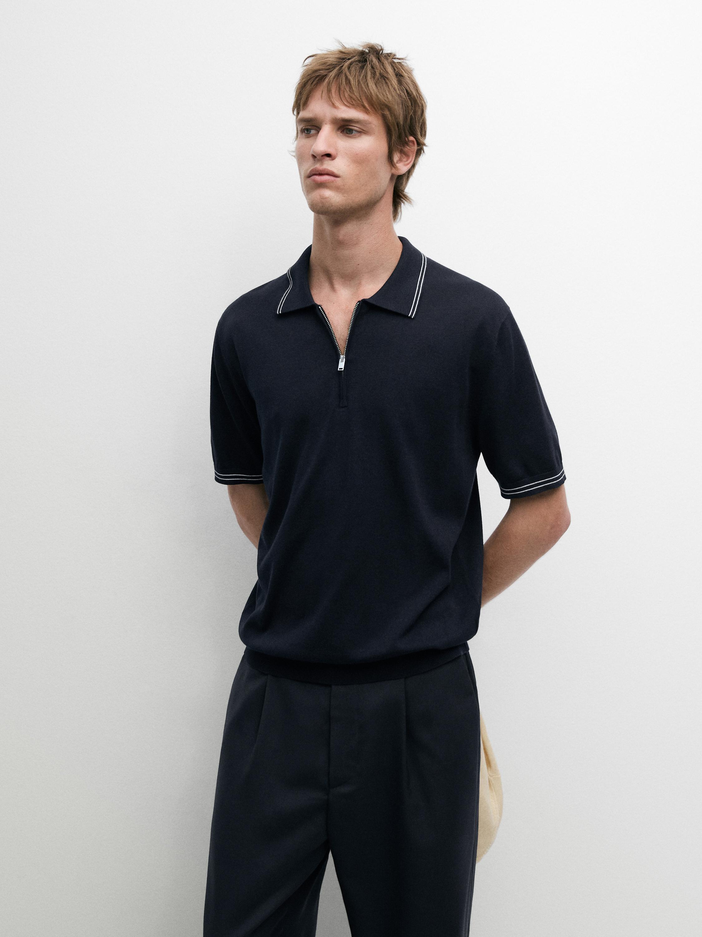 Pull polo en maille à détail de col